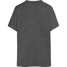 Qmari V-Yaka Siyah Basic Tişört Regular Fit Erkek Tshirt - Pamuklu Düz Melanj-Nakişli Q Logo TBR5004