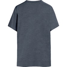 Qmari Lacivert V-Yaka Basic Tişört Regular Fit Erkek Tshirt - Pamuklu Düz Melanj - Nakişli Q Logo