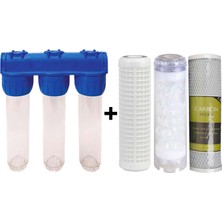 Naturel Su Arıtma Cihazları 10" Üçlü Daire Girişi Su Arıtma Cihazı (Yerli) Yıkanabilir + Silifoz + Blok Filtre