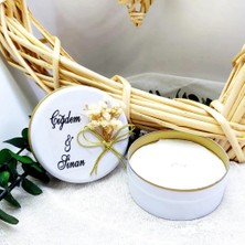 Hayaller Dükkanı 20 Adet Metal Kutuda Mum Çiçek Süslemeli Nikah Şekeri Lik