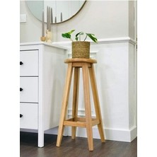 Türkay Tabure Ahşap 80 cm Akça Renk 