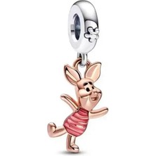 Ni Aksesuar Gümüş S925 Damgalı Disney Winnie The Pooh Piglet Sallantılı Charm