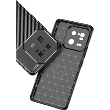 Fibaks Xiaomi Mi 13 Pro Kılıf Rugged Armor Darbe Emici Uzun Ömürlü Dayanıklı Parmak İzi Yapmaz Karbon Tasarım Negro Silikon Kapak