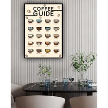 Notpa Coffe Guide Siyah Çerçeve Görünümlü Ahşap Duvar Tablosu A4 - Coffe Guide