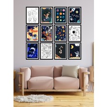 Notpa Çocuk Odası Uzay Dekorize Mdf Tablo Seti 12 Parça 3 mm (Çerçeve Görünümlü)