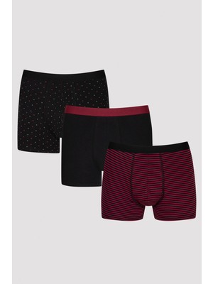 Penti Siyah Desenli 3lü Boxer