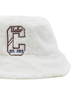 Ucla Juliet Beyaz Bucket Peluş Nakışlı Unisex Şapka