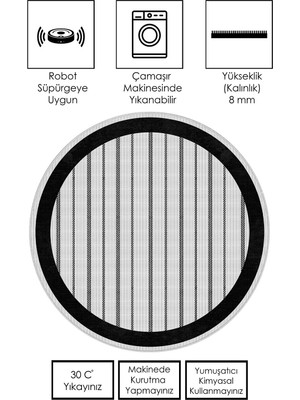 Makinede Yıkanabilir Kaymaz Taban Leke Tutmaz Yuvarlak Salon Halısı ve Mutfak Halısı
