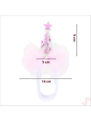 Süsle Bebek ve Parti 1/2 Yarım Yaş, Tüllü Bebek Bandana - Pembe