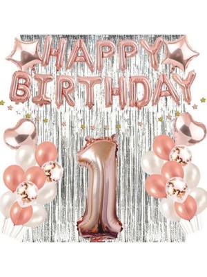 Kidspartim Rose Gold Happy Bırthday Balon Seti