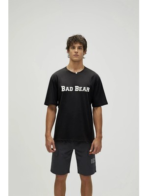 Bad Bear Title Oversize T-Shirt Siyah Baskılı Erkek Tişört