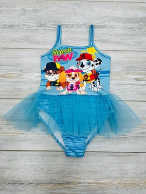 Lolli Boom Kids Kız Çocuk Balerin Tütülü Bebe Mavi Renk Itfaiyeci Köpekler Paw Patrol Baskılı Mayo Tül Tütü Detaylı Son Sezon