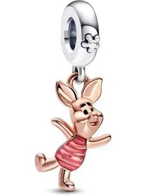 Ni Aksesuar Gümüş S925 Damgalı Disney Winnie The Pooh Piglet Sallantılı Charm