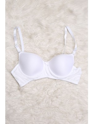 Julude Beyaz Kadın Desteksiz Balenli Sütyen P-00001028