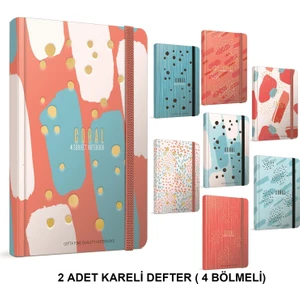 4 Bölmeli Kareli Lastikli ve Ciltli Defter 17X24