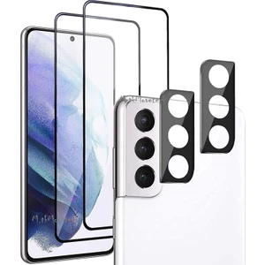 M.TK Moveteck Samsung Galaxy S23 5g 6.1inç Uyumlu Ekran ve Kamera Lens Koruyucu Camı 2in1 Set Full Glue Edge Tam Kaplar Temperli Nano Pet