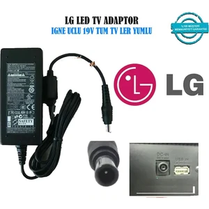 Ata Elektronik Lg Uyumlu LED Tv Monitör 19V 19.5V Uyumlu Adaptör 22'' 23'' 24'' 27'' 32"40"42"  Iğneli Uç - 6.4mm 4.4mm