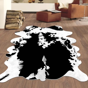 Blue Decortiva Makinede Yıkanabilir Kaymaz Taban Leke Tutmaz Siyah Post Dekoratif Halı