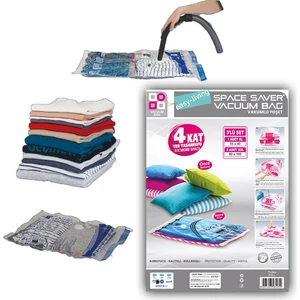Vakumlu Poşet 3 Lü, Space Saver Vacuum Bag, 1 Adet Xl 55X90 Cm -  2 Adet Xxl 80X100 Cm
