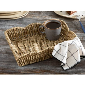 English Home Stacia Hasır Tepsi 35x25x8,5 Cm Kahve