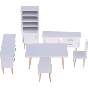 Beyaz 1/12 Dollhouse Minyatür Mobilya Masa Dolabı Oturma Odası Seti(Yurt Dışından)