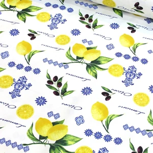 Wella Home Limon Bahçesi Duck Keten  Kumaş