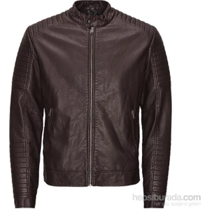 Jack & Jones Jjcotano Biker 12094783 Kahverengi Deri Ceket Kahverengi
