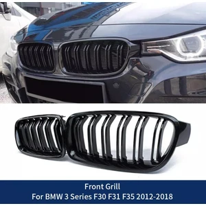 Bmw F30 3 Serisi Ön Panjur Izgara Böbrek Çift Kanal 2012 - 2018 Arası Piano Black 1. Kalite - Caraks