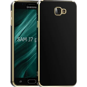 M.TK Moveteck Samsung Galaxy J7 Prime Kılıf Kamera Korumalı Parlak Gold Kenarlı Yumuşak Silikon