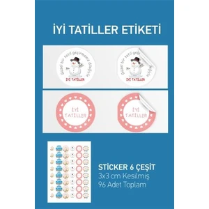 Iyi Tatiller Öğretmen Motivasyon Etiketi 3 x 3 cm 96 Adet