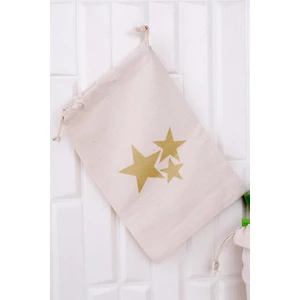 %100 Organik Pamuk 3'lü Bez Çok Amaçlı Büzgülü Yıldız Baskılı Kese