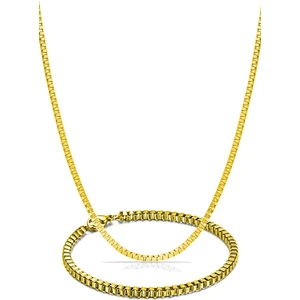 Trend Collection Küp Model Gold Erkek Bileklik ve Kolye Zincir Set