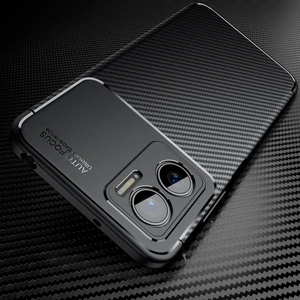 M.TK Moveteck Xiaomi Redmi Note 11E Uyumlu Kılıf Karbon Desenli Kamera Korumalı Kaymaz Soft Silikon