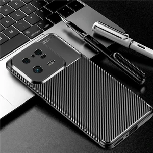 M.TK Moveteck Xiaomi Mi 13 Pro Uyumlu Kılıf Karbon Desenli Kamera Korumalı Kaymaz Soft Silikon