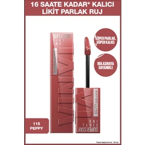 Super Stay Vinyl Ink Uzun Süre Kalıcı Pembe Tonlu Likit Parlak Ruj 115 Peppy