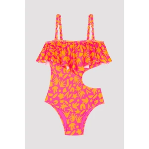 Çok Renkli Kız Çocuk Geometric Monokini