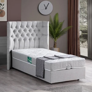 Matilda İkili Set Tek Kişilik Baza Başlık - Açık Gri