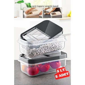 Nandy Home 2 Adet 5 Lt Kolay Kayar Kapaklı Multibox Erzak Bakliyat Vs. Saklama Kabı Antrasit