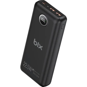 PB201 Üç Portlu 20000MAH 22.5W Süper Hızlı Şarj 4.0 Pd Giriş/çıkışlı LED Göstergeli Powerbank Siyah