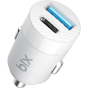 BXAC65C 65W PD Type-C & 18W USB-A Girişli Çift Portlu Hızlı Şarj Özellikli Araç Içi Şarj Cihazı Beyaz