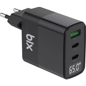 BX65GD 65W USB Type-C QC 4.0 PD 3.0 LED Göstergeli Gan 3 Portlu Hızlı Şarj Cihazı