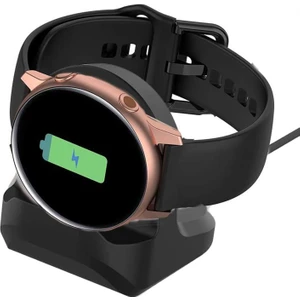 Samsung Galaxy Watch Active 2 44 mm 2in1 Set Manyetik Şarj Aygıtlı Silikon Stand AL3556