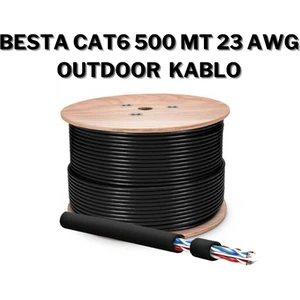 Cat6 500MT 23AWG Outdoor Siyah Ip Kamera Kablosu