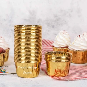 Trend Hediye Sepeti 25'li Gold Muffin Cupcake Kalıbı Kek Kapsülü