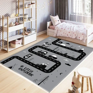 Marka Halı Dijital Baskılı Kaymaz Taban Yıkanabilir Yol Desenli Çocuk Odası Halısı