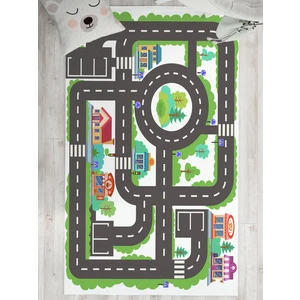 Marka Halı Dijital Baskı Yıkanabilir Kaymaz Taban Yol Desenli Arabalı Çocuk Odası Halısı