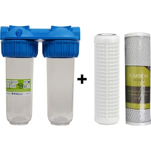 Ns Naturel Naturel Su Arıtma Atlas 10" Ikili Daire Girişi Su Arıtma Cihazı (Ithal) Yıkanabilir + Blok Karbon