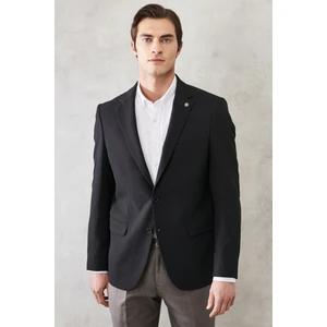 ALTINYILDIZ CLASSICS Erkek Siyah Slim Fit Dar Kesim Kırlangıç Yaka Casual Ceket