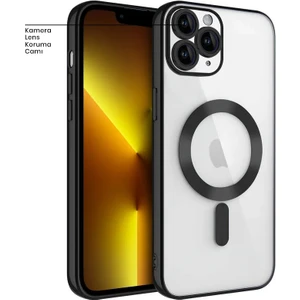Apple iPhone 11 Pro Kılıf Magsafe Glint Silikon Kılıf (Kablosuz Şarj Destekli) Siyah