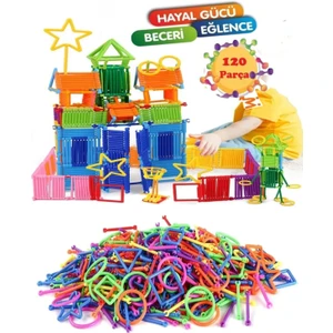 Geometrik Çubuklar 120 Parça Bloklar Yapboz Puzzle Bultak Zeka Renk Algı Gelişim Eğitici Oyuncak